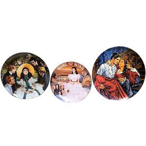 GONE WITH THE WIND 3 VTG Collectible Plates LIMITED EDITION Music & Certificate